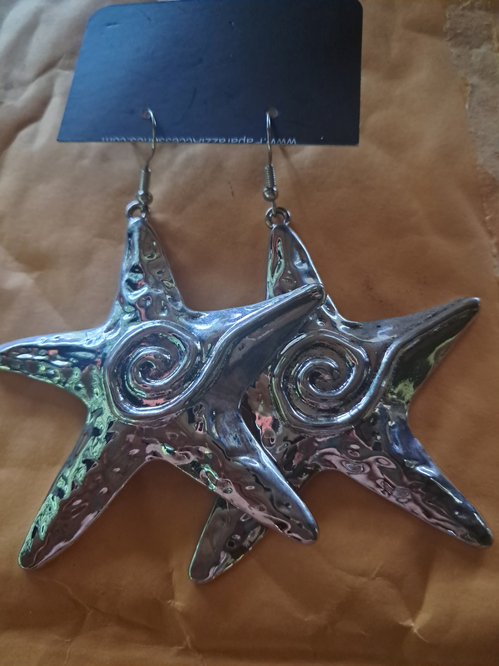 Silver Starfish Swirl Dangle Earrings